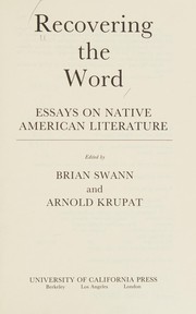 Cover of: Recovering the word: essays on native American literature