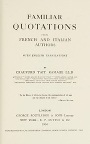 Cover of: Familiar quotations from French and Italian authors: with English translations.