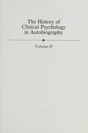 Cover of: The History of clinical psychology in autobiography