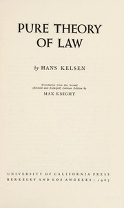 Cover of: Pure theory of law by Hans Kelsen