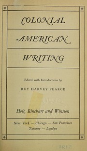 Cover of: Colonial American writing