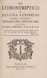 Cover of: De lithontriptico a Joanna Stephens nuper invento dissertatio epistolaris