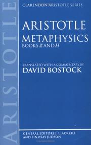 Cover of: Aristotle metaphysics. by Aristotle