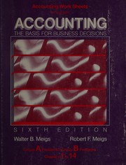 Cover of: Accounting Work Sheets for Use With Accounting the Basis for Business Decisions