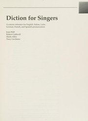 Cover of: Diction for singers by Joan Wall