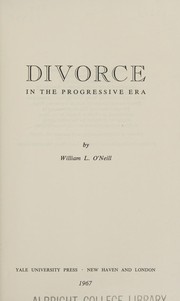 Cover of: Divorce in the progressive era