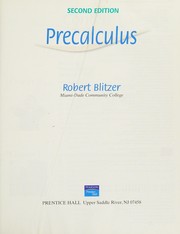 Cover of: Precalculus by Robert Blitzer