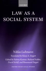 Cover of: Law as a social system by Niklas Luhmann