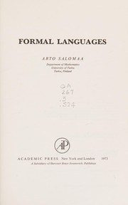 Cover of: Formal languages.