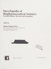 Cover of: Encyclopedia of biopharmaceutical statistics