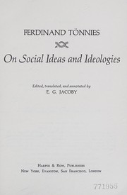 Cover of: On social ideas and ideologies