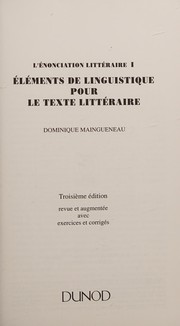 Eléments de linguistique pour le texte littéraire by Dominique Maingueneau