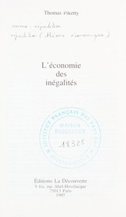 Cover of: L' Economie des inégalités