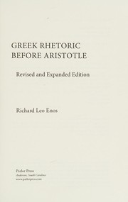 Cover of: Greek rhetoric before Aristotle