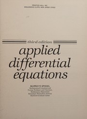 Cover of: Applied differential equations