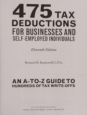 Cover of: 475 tax deductions for businesses and self-employed individuals by Bernard B. Kamoroff