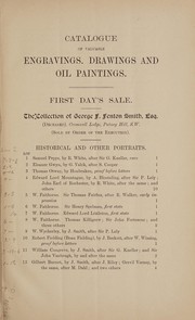 Cover of: Catalogue of engravings...: the proptery of G. F. F. Smith... modern engravings and etchings... and other properties... oil paintings and drawings