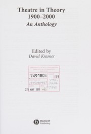 Cover of: Theatre in Theory 1900-2000: An Anthology