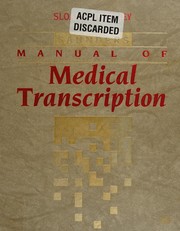 Cover of: Saunders manual of medical transcription