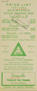 Cover of: Price list: 1951-1952 registered, cotton planting seed