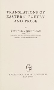 Cover of: Translations of Eastern poetry and prose.