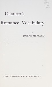Cover of: Chaucer's romance vocabulary