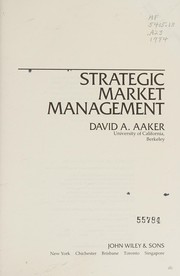 Cover of: Strategic market management