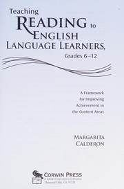 Cover of: Teaching reading to English language learners, grades 6-12: a framework for improving achievement in the content areas