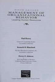 Cover of: Management of organizational behavior: leading human resources