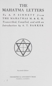 Cover of: The Mahatma letters to A. P. Sinnett from the Mahatmas M. & K. H.