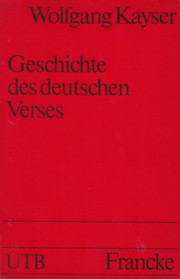 Cover of: Geschichte des deutschen Verses: Zehn Vorlesungen für Hörer aller Fakultäten