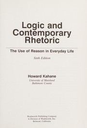 Cover of: Logic and contemporary rhetoric: the use of reason in everyday life