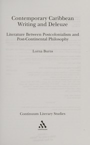Cover of: Contemporary Caribbean writing and Deleuze by Lorna Burns
