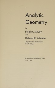 Cover of: Analytic geometry