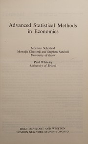 Cover of: Advanced statistical methods in economics