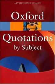 Cover of: The Oxford dictionary of quotations by subject