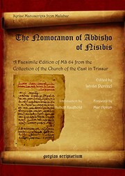 Cover of: The nomocanon of Abdisho of Nisibis: a facsimile edition of ms 64 from the collection of the Church of the East in trissur