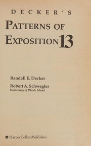 Cover of: Decker's patterns of exposition 13