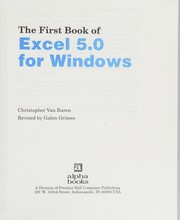 Cover of: The first book of Excel 5.0 for Windows by Chris Van Buren