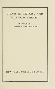 Cover of: Essays in history and political theory in honor of Charles Howard McIlwain.