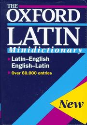 Cover of: The Oxford Latin minidictionary