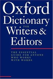 Cover of: The Oxford dictionary for writers and editors