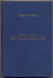Cover of: Negro housing: report of the Committee on Negro Housing, Nannie H. Burroughs, chairman.