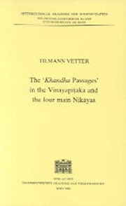 Cover of: The "Khandha passages" in the Vinayapiṭaka and the four main Nikāyas
