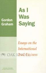 As I was saying by Gordon Graham