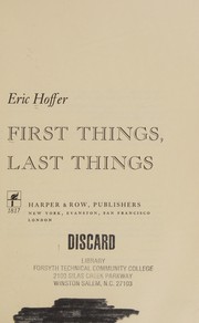Cover of: First things, last things.
