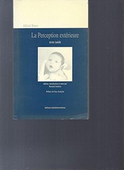 Cover of: La perception extérieure: texte inédit