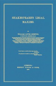 Cover of: Shakespeare's legal maxims by William Lowes Rushton