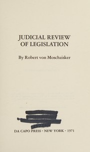 Cover of: Judicial review of legislation.