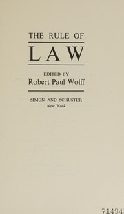 Cover of: The rule of law by Robert Paul Wolff